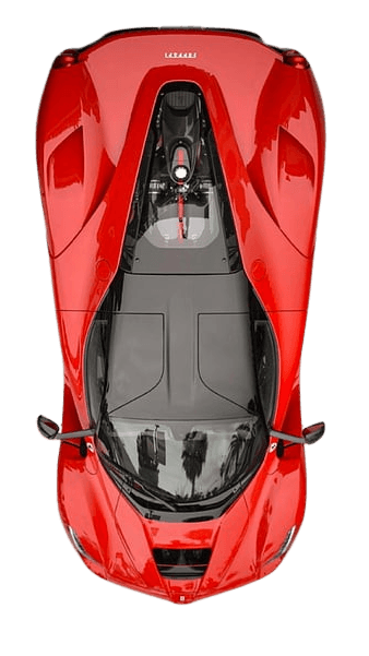 Red sports car top view